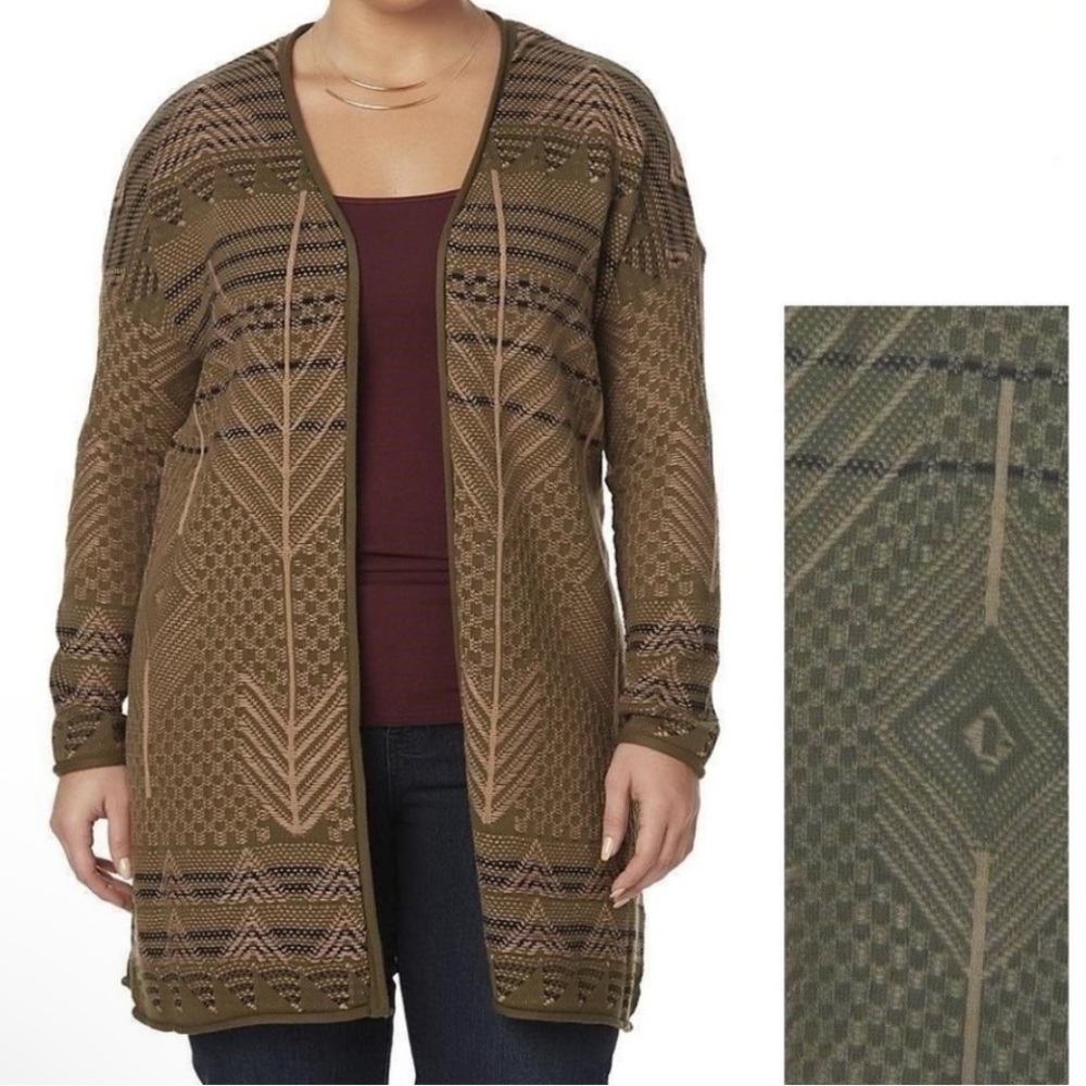 Simply Emma Olive Green Open Front Longline Cardigan size 3X